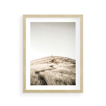 Plakat w ramie 40x50 - Wzgórze w Odcieniach Sepii - wzgórze, trawy - rama drewno
