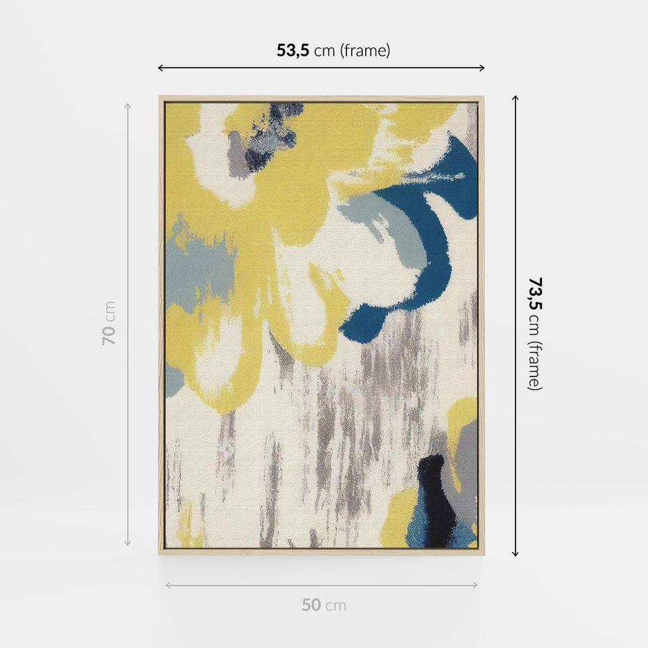 Obraz w ramie 50x70 - Kwiatowe Impresje - malowane duże kwiaty, kolory żółty - rama drewno