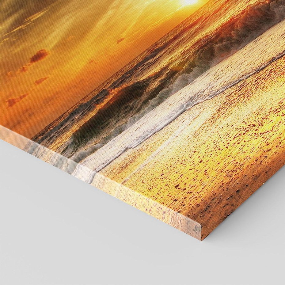 Obraz na płótnie 40x40 - Plaża Morza i Fale Zachodu Słońca - plaża, morze