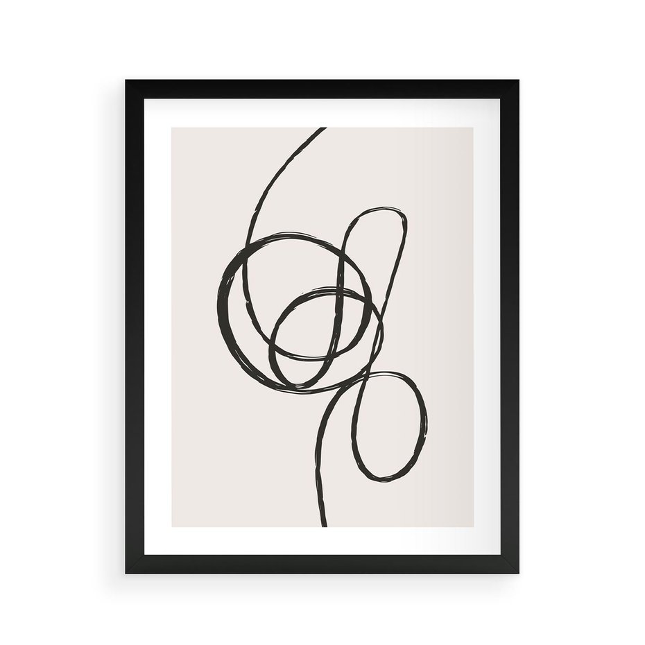 Plakat w ramie 40x50 - Migotliwa Kreatywność - abstrakcyjne szkicowane linie, minimalizm - rama czarna