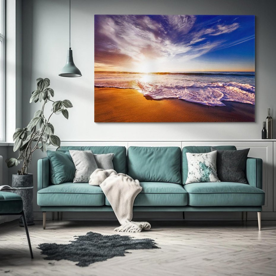 Obraz na płótnie 70x50 - Fale nad morzem - morze, plaża