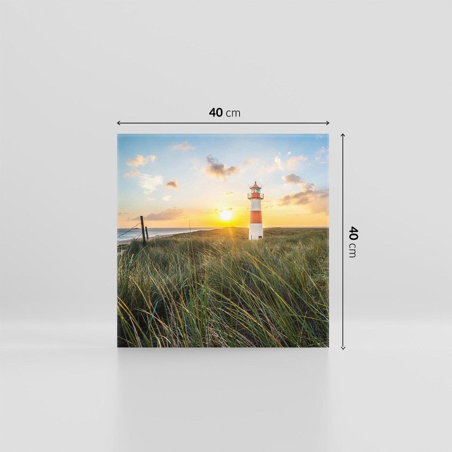 Obraz na płótnie 40x40 - Magia latarni przy zachodzie - latarnia, zachód