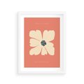 Plakat w ramie 30x40 - Malowane Kolorowe Echa - minimalistyczna grafika, biały kwiat na różowym tle - rama biała