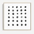 Obraz w ramie 80x80 - Boho Sztuka Wolości - minimalistyczny plakat, czarne kropki na białymtle - rama drewno