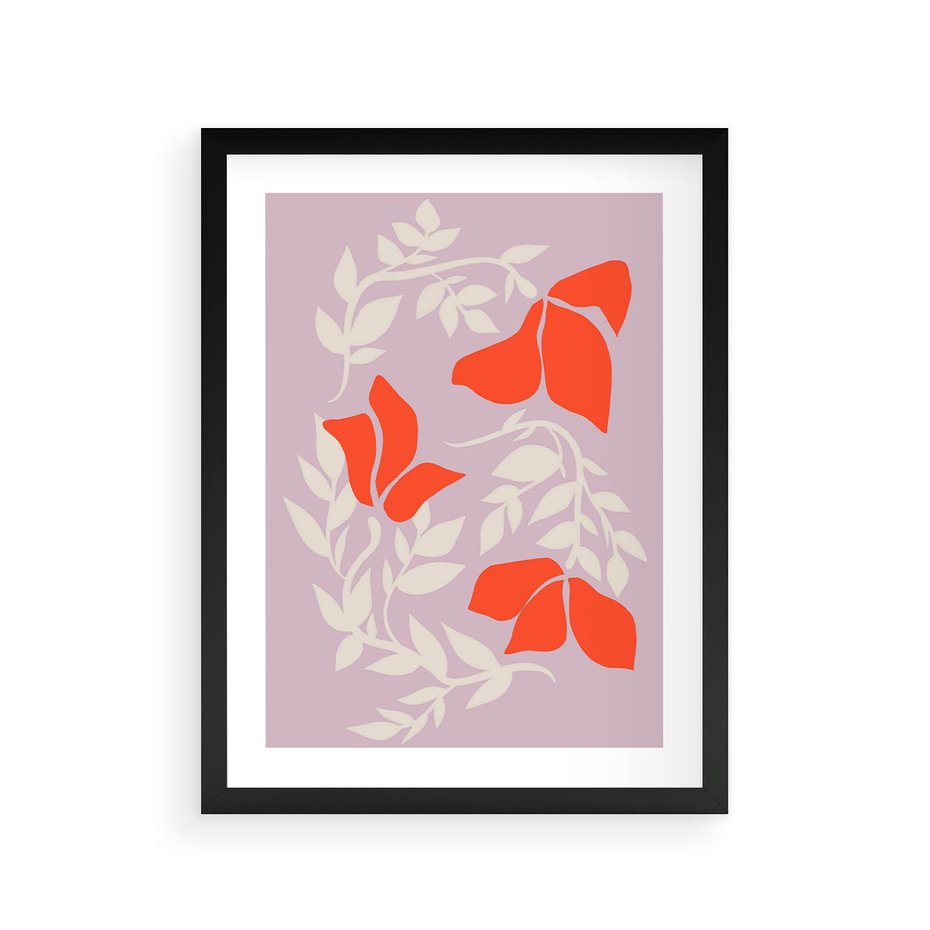 Plakat w ramie 30x40 - Kwiatowa Kreatywność - nowoczesny plakat, roślinne motywy - rama czarna