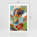 Plakat bez ramy 50x70 - Wibracje Kształtów - abstrakcyjny portret kobiety, twarz