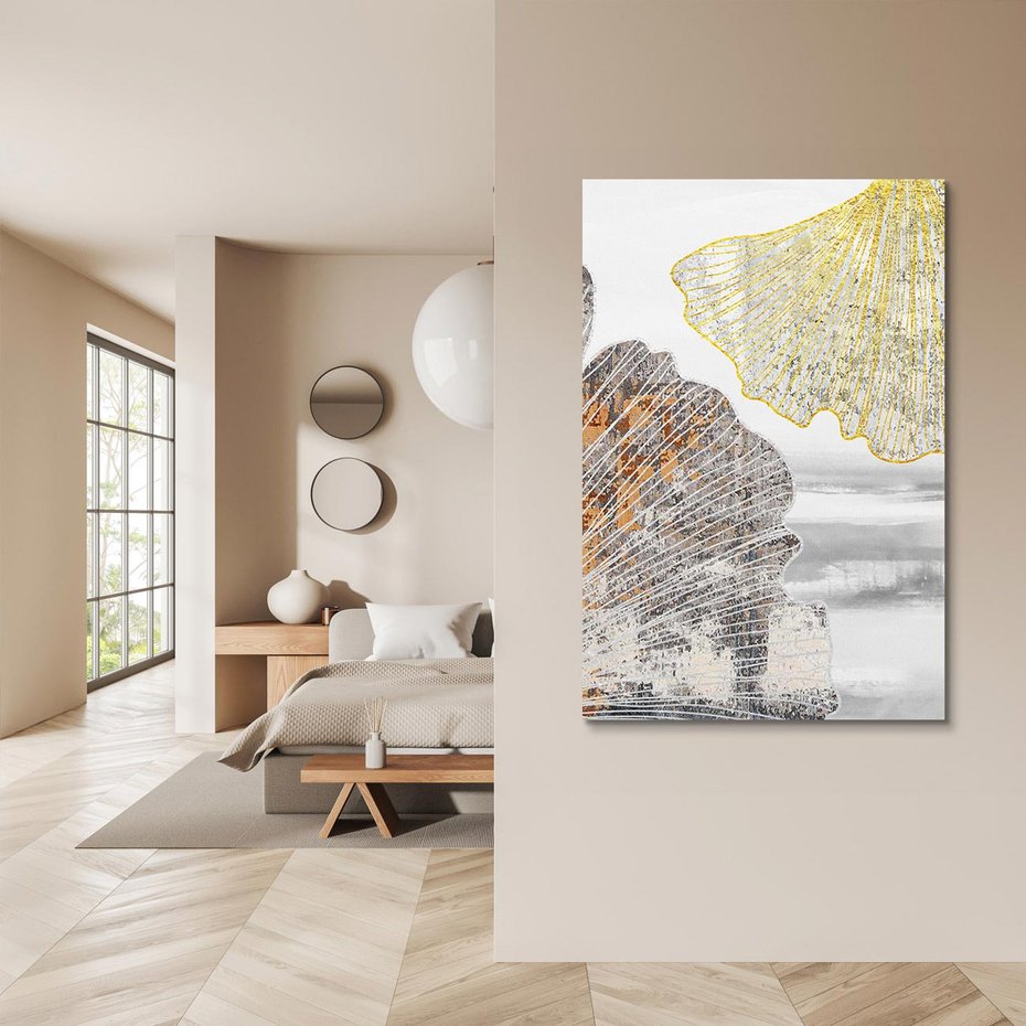 Obraz na płótnie 80x120 - Złote liście melancholii - liście miłorzębu, tekstura