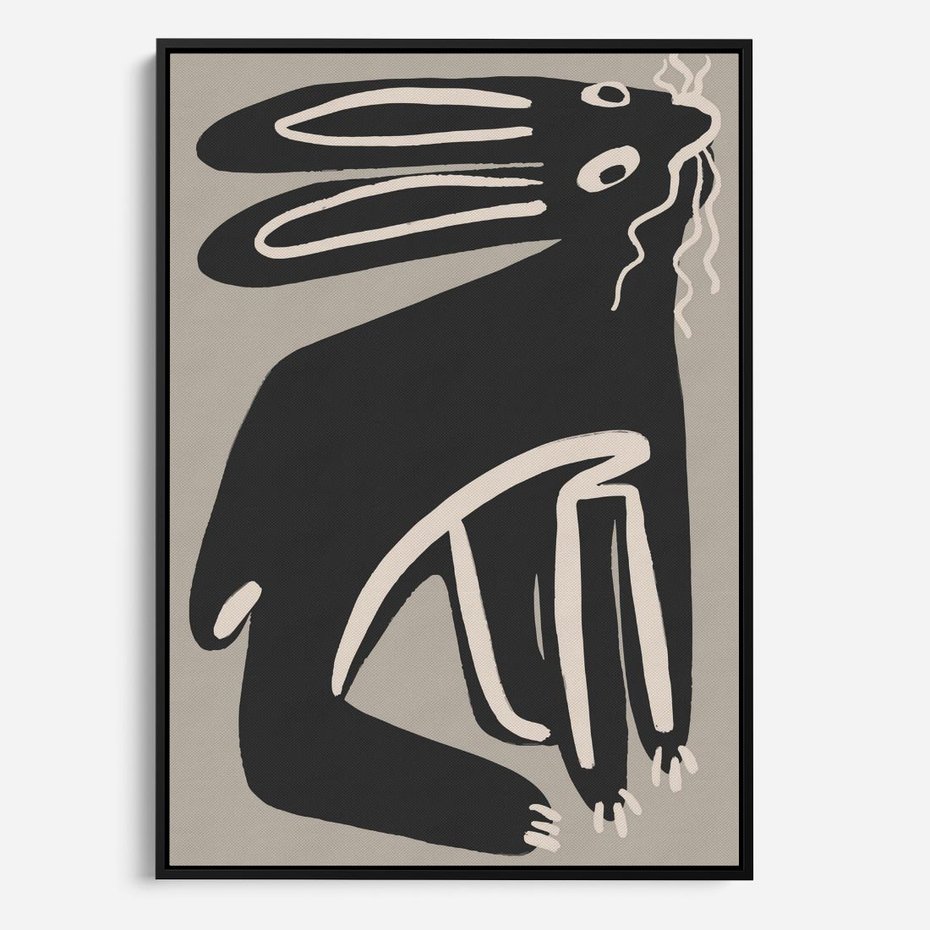 Obraz w ramie 50x70 - Konturujące Struktury - skandynawska sztuka, królik - rama czarna