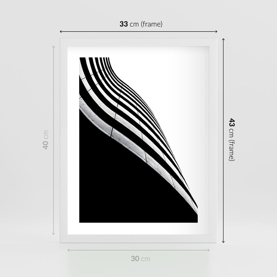 Plakat w ramie 30x40 - Architektoniczna Fala - architektura, falowany budynek - rama biała