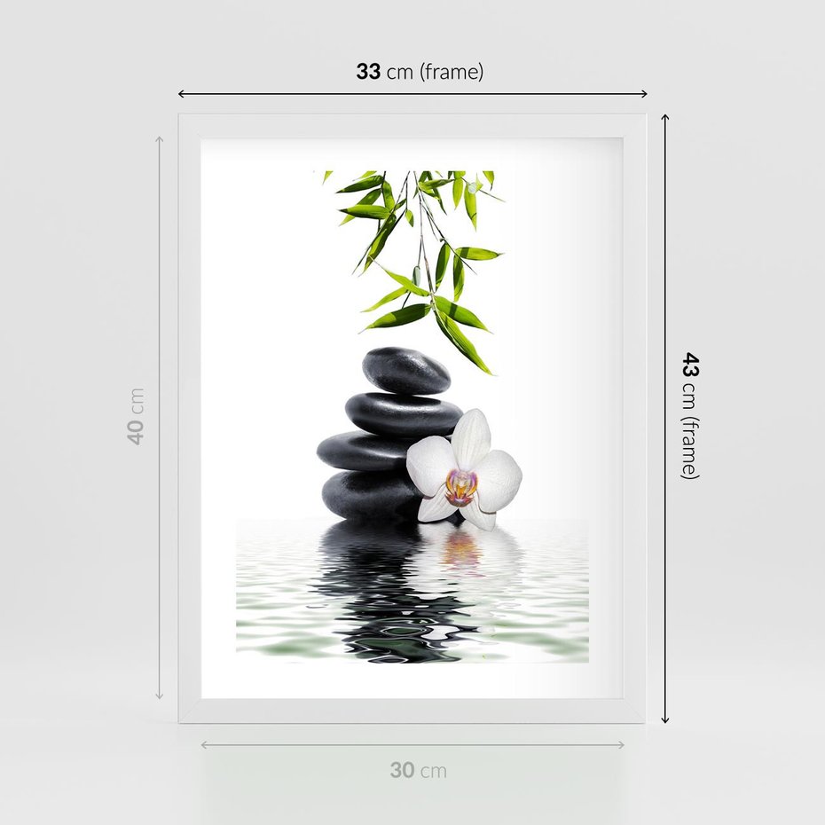 Plakat w ramie 30x40 - Orchidea w Spa - spa, orchidea - rama biała