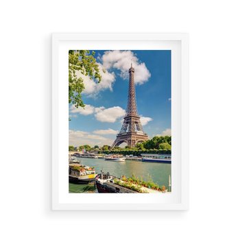 Plakat w ramie 40x50 - Paryżska ikona Francji - wieża Eiffla, Paryż - rama biała