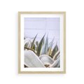 Plakat w ramie 30x40 - Sukulentowe liście - liście, sukulenty - rama drewno