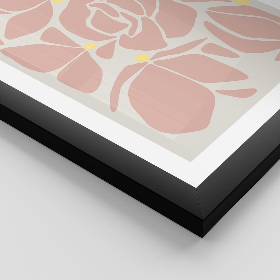 Plakat w ramie 30x40 - Rozplątane Akwarelowe Formy - abstrakcyjne boho kwiaty, kompozycja - rama czarna