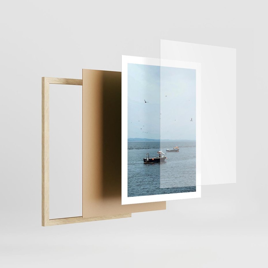 Plakat w ramie 50x70 - Rybacki Urok - morze, kutry rybackie - rama drewno