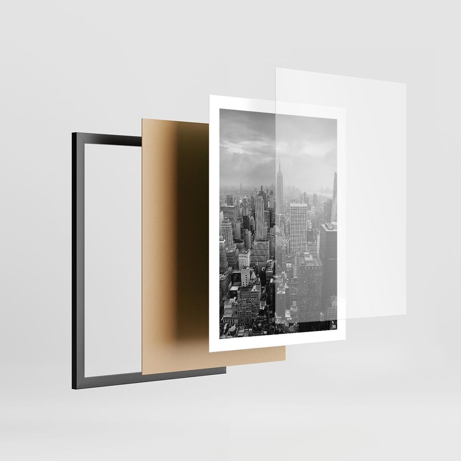 Plakat w ramie 50x70 - Majestatyczne Wysokości - Nowy Jork, wieżowce - rama czarna