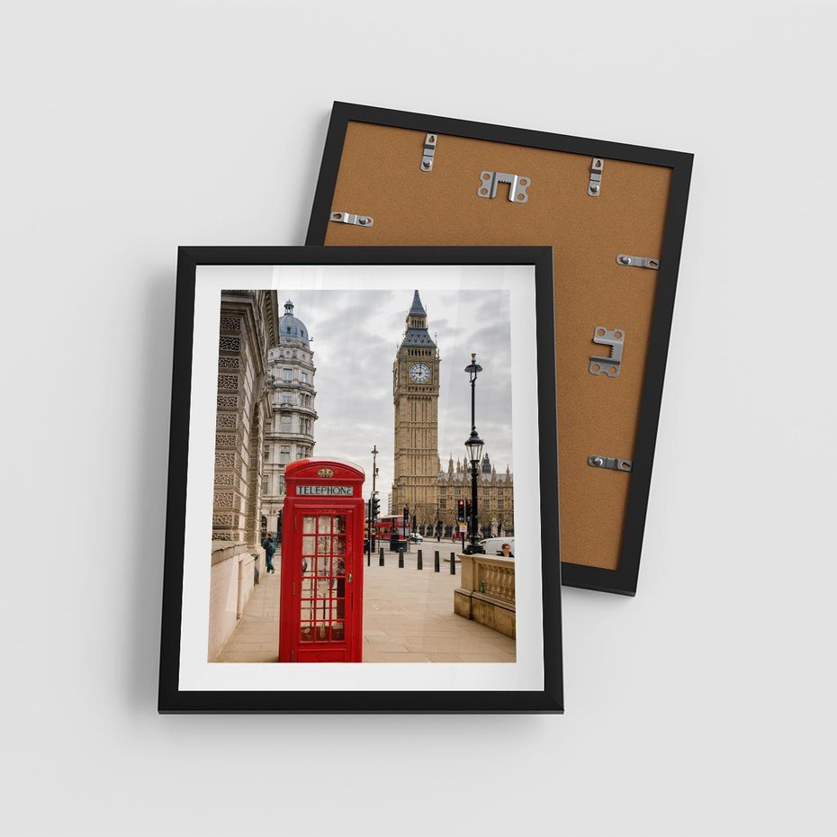 Plakat w ramie 40x50 - Symbol Big Benu - Londyn, budka - rama czarna