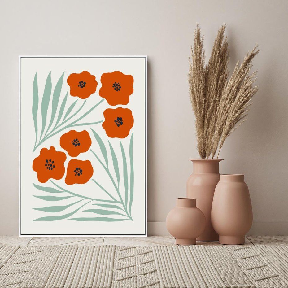 Obraz w ramie 80x120 - Makowe Odkrycie - czerwone kwiaty, maki - rama biała