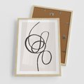 Plakat w ramie 50x70 - Migotliwa Kreatywność - abstrakcyjne szkicowane linie, minimalizm - rama drewno