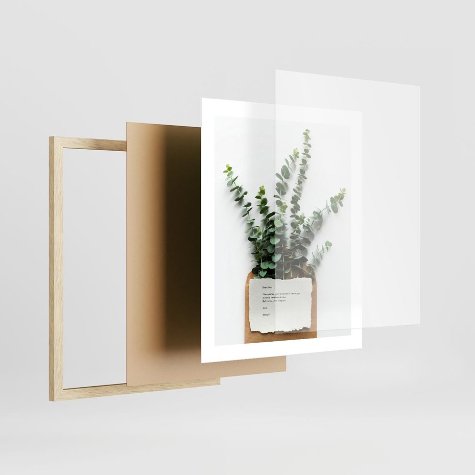 Plakat w ramie 40x50 - Eukaliptusowa harmonia - eukaliptus, liście - rama drewno