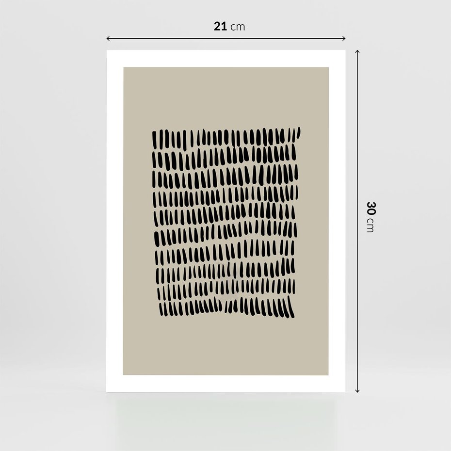 Plakat bez ramy 21x30 - Energetyczne Pulsacje Nowości - boho plakat, czarne kropki kreski