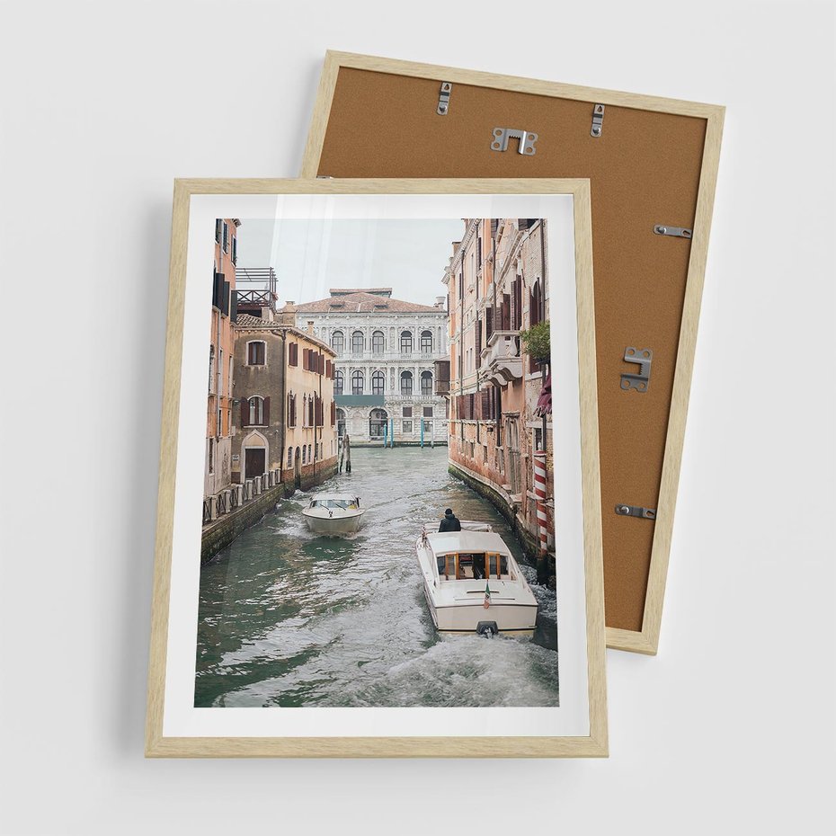 Plakat w ramie 50x70 - Wenecja na Twojej Ścianie - wenecja, kanały - rama drewno