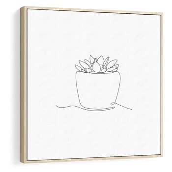 Obraz w ramie 50x50 - Rozkwitające Echa - szkic, minimalizm - rama drewno