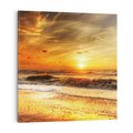 Obraz na płótnie 60x60 - Plaża Morza i Fale Zachodu Słońca - plaża, morze