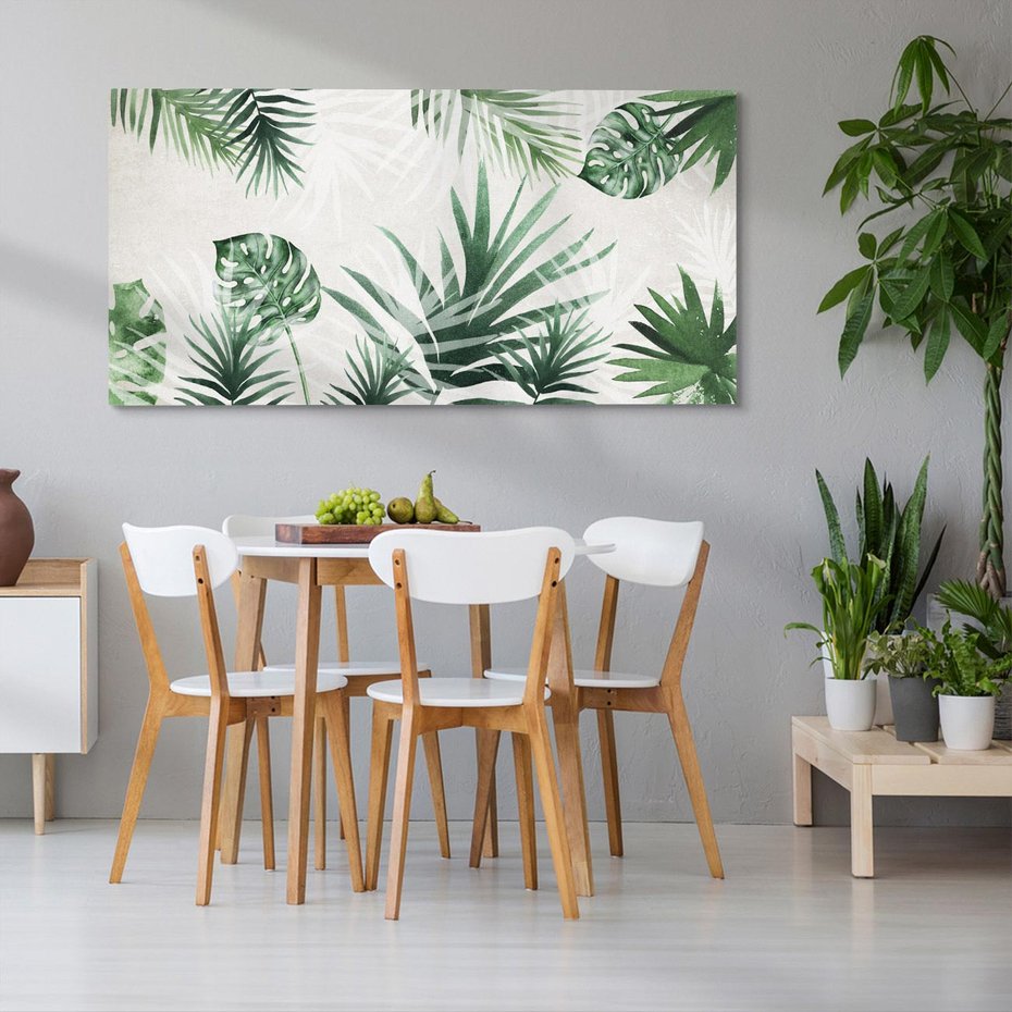 Obraz na płótnie 100x50 - Tropikalne Akwarele - tropikalne liście, akwarela