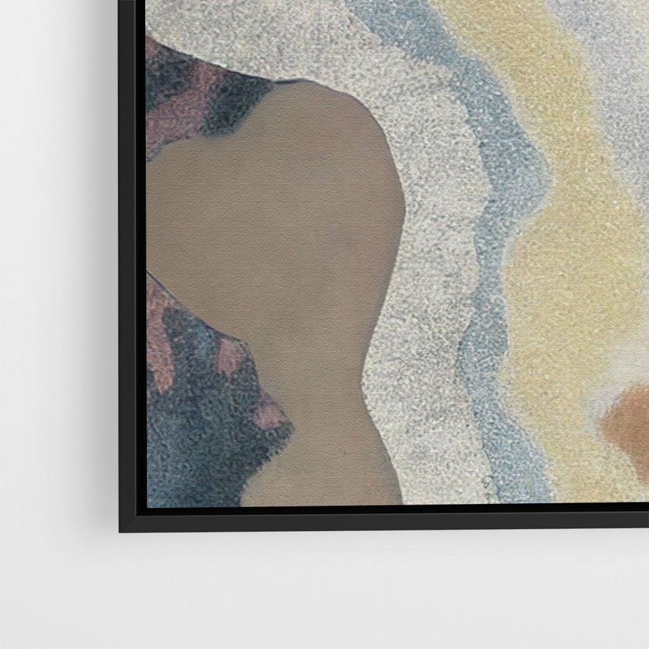 Obraz w ramie 50x70 - Melancholijne oddechy pędzla - abstrakcyjne formy, zgaszone kolory - rama czarna