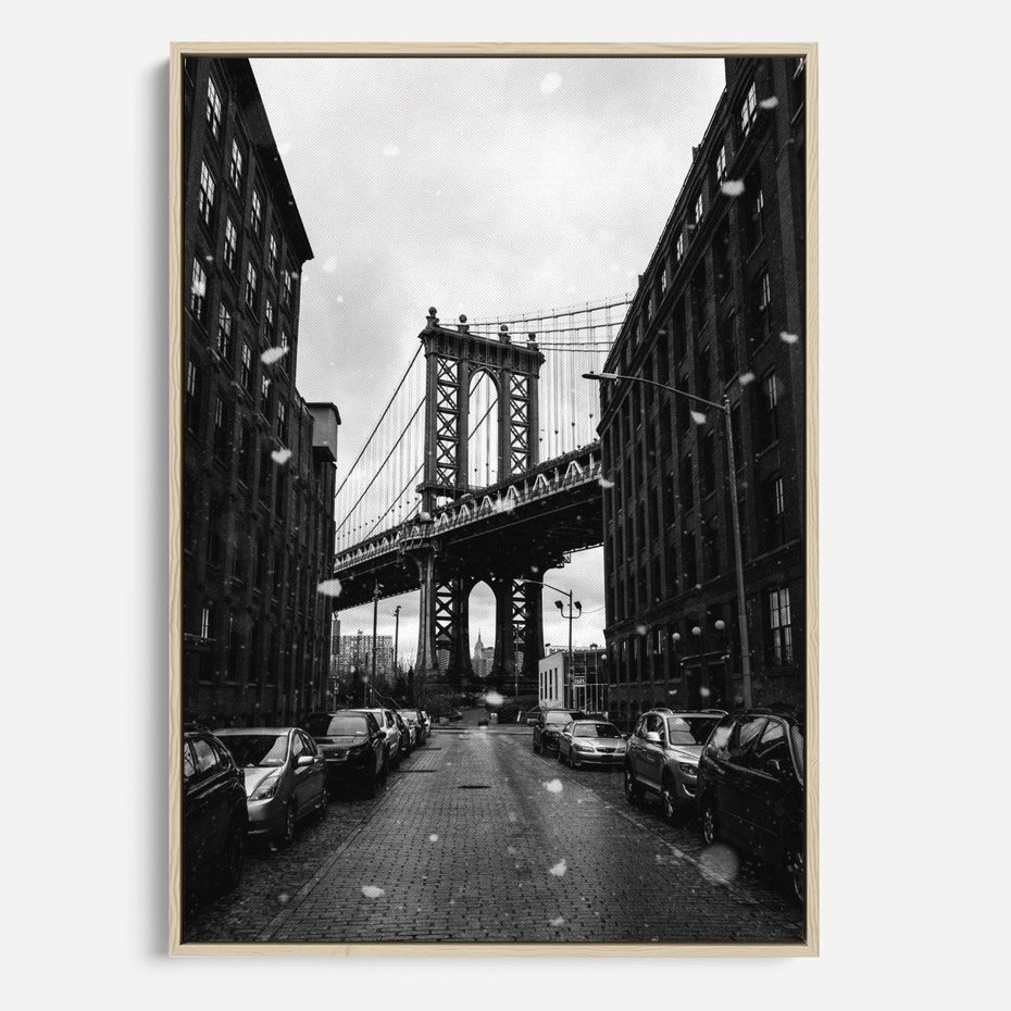 Obraz w ramie 70x100 - Ikona Miasta - Nowy Jork, most - rama drewno