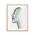 Plakat w ramie 40x50 - Zielony Profil - abstrakcja, zielony portret z profilu - rama drewno
