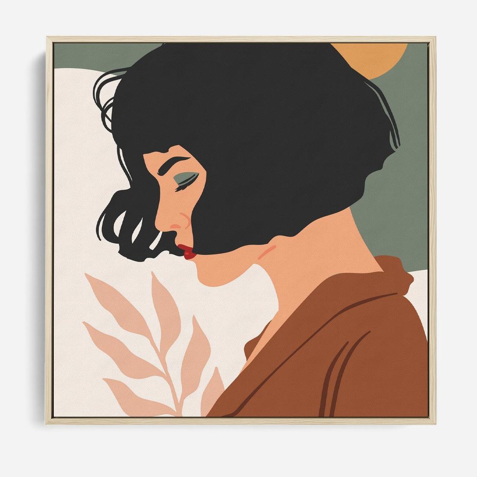 Obraz w ramie 50x50 - Kobieca Pasja - nowoczesny plakat, styl retro - rama drewno