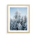 Plakat w ramie 40x50 - Magia Śnieżnych Drzew - zima, iglaste drzewa - rama drewno