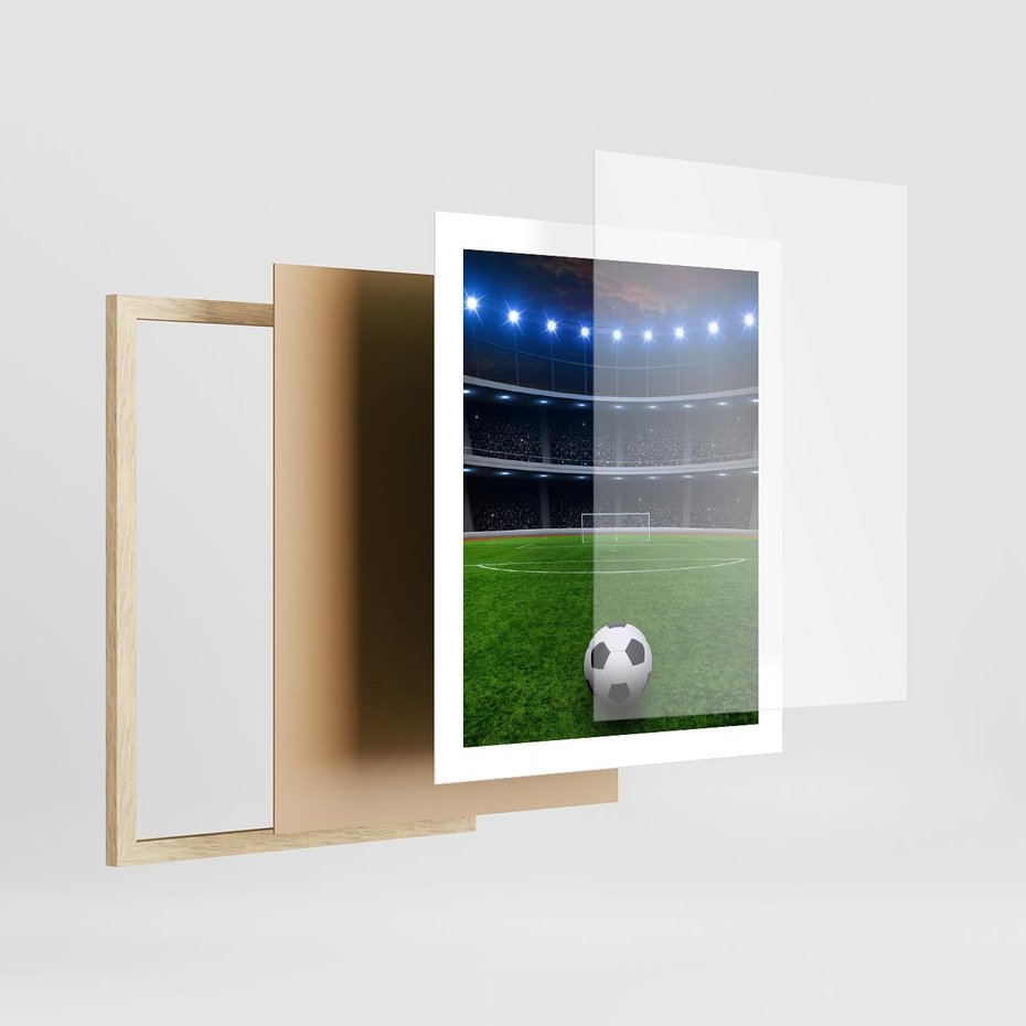 Plakat w ramie 40x50 - Piłka nożna - gol! - piłka nożna, gol - rama drewno