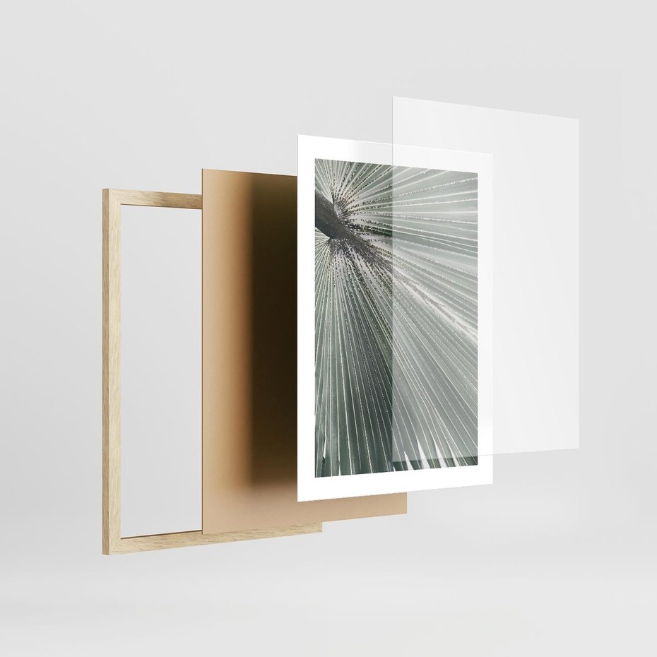 Plakat w ramie 30x40 - Jasnozielony Świat - palma, liść - rama drewno