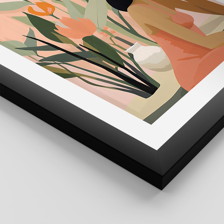 Zestaw obrazy w ramie 50x70 galeria - boho, liście, palmy, etniczne - rama czarna