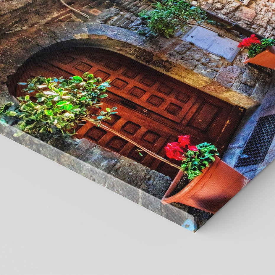 Obraz na płótnie 120x80 - Kwiecista uliczka - uliczka, miasto