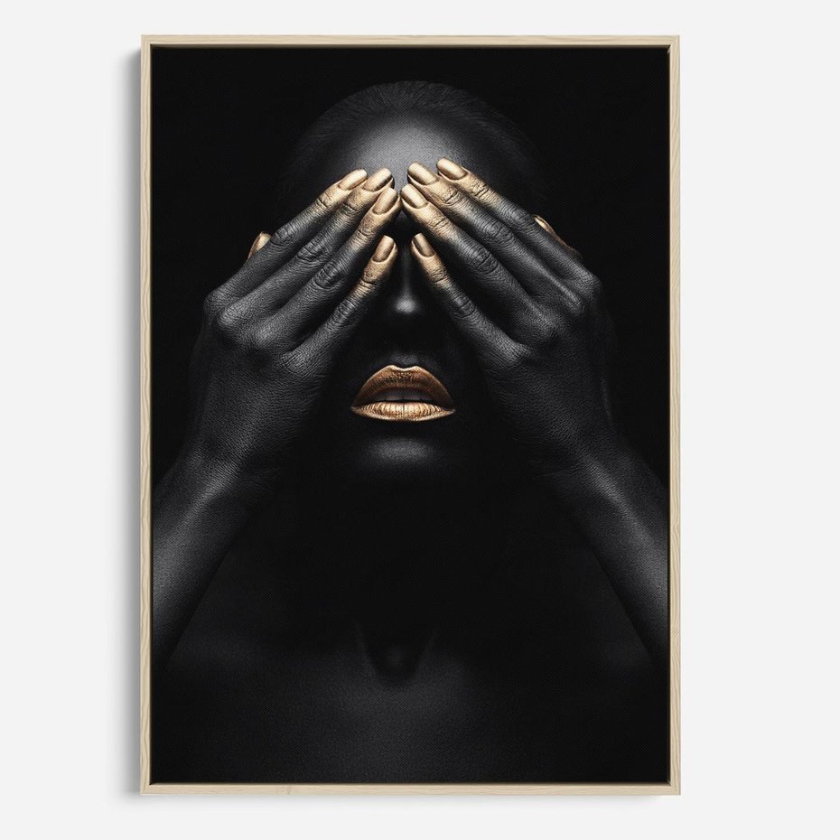 Obraz w ramie 80x120 - Złote Usta wyjątkowa subtelność - złote usta, złote palce - rama drewno