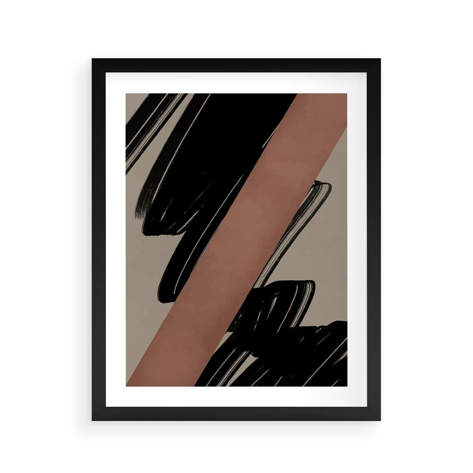 Plakat w ramie 40x50 - Mroczne Refrakcje - abstrakcja, czarne splatane linie - rama czarna