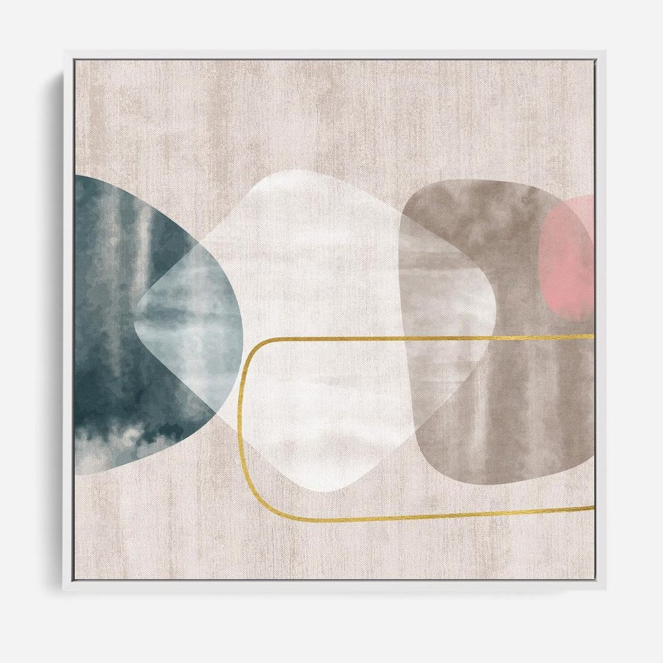 Obraz w ramie 80x80 - Minimalistyczne Plamy Farby - pastelowe geometryczne plamy, akwarela - rama biała