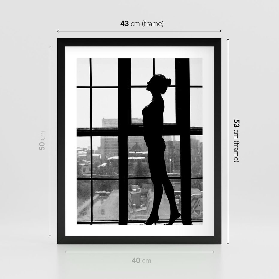 Plakat w ramie 40x50 - Piękno Kobiecej Formy - retro zdjęcie, czarno białe - rama czarna