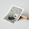 Plakat bez ramy 21x30 - Plażowe Przygotowania - torba plażowa, kapelusz