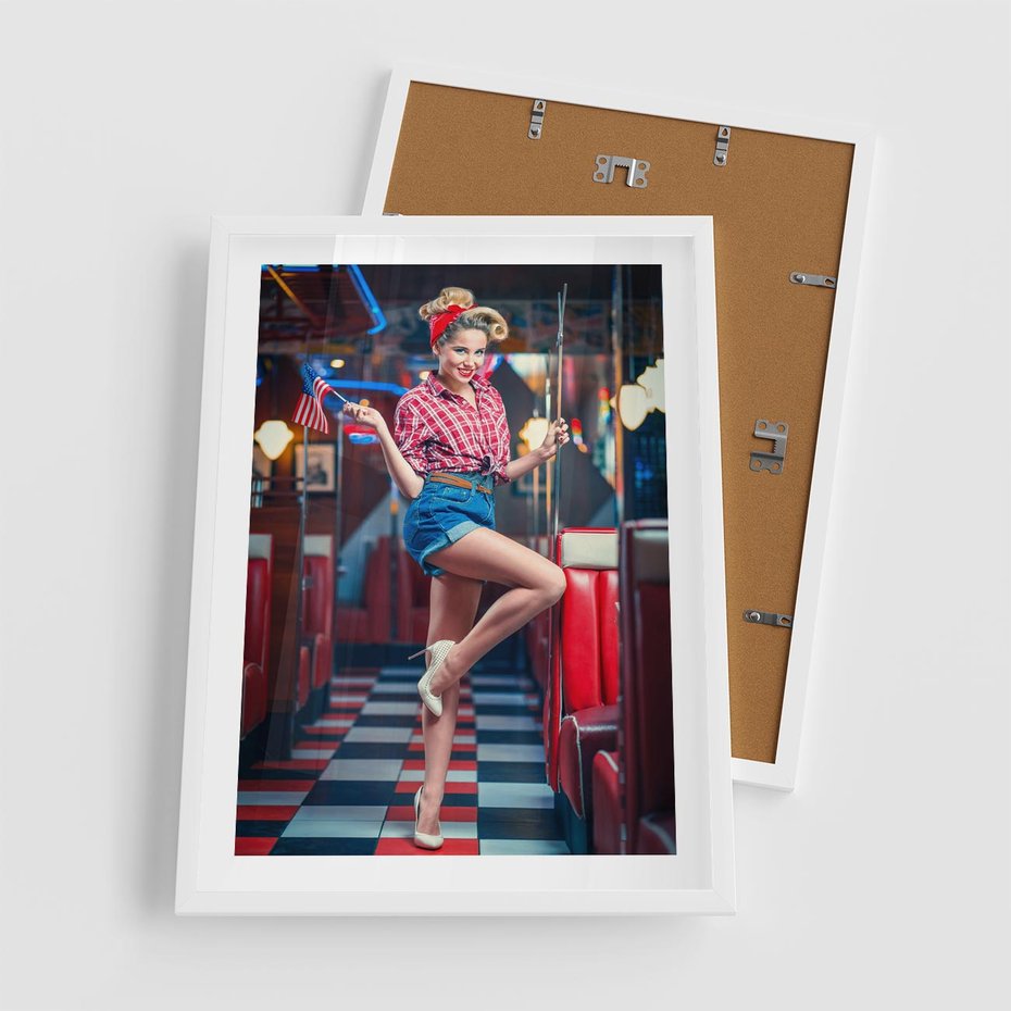 Plakat w ramie 50x70 - Czas Wstecz - retro, restauracja - rama biała