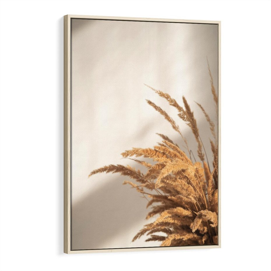 Obraz w ramie 80x120 - Swobodne trawy boho - boho, suche - rama drewno