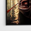 Obraz w ramie 50x70 - Spokojna Wenecja - gondolier w gondoli, kanały Wenecji - rama czarna