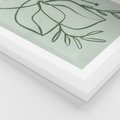 Plakat w ramie 40x50 - Energetyczne Odrodzenie Natury - abstrakcyjne delikatne zielone linie, podobne do gałęzi kwiatów - rama biała