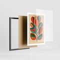 Plakat w ramie 50x70 - Wnętrza Kształtów - abstrakcyjny kolorowy tęczowy obraz, inspiracje roślinne - rama czarna