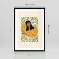Plakat w ramie 50x70 - Malowane Odbicia Wyobraźni - nowoczesny plakat, kobieta otoczona liśćmi - rama czarna