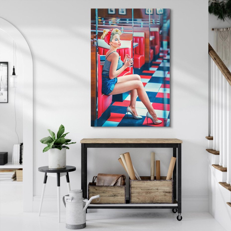 Obraz na płótnie 50x70 - Stylowa Elegancja - retro, pinup