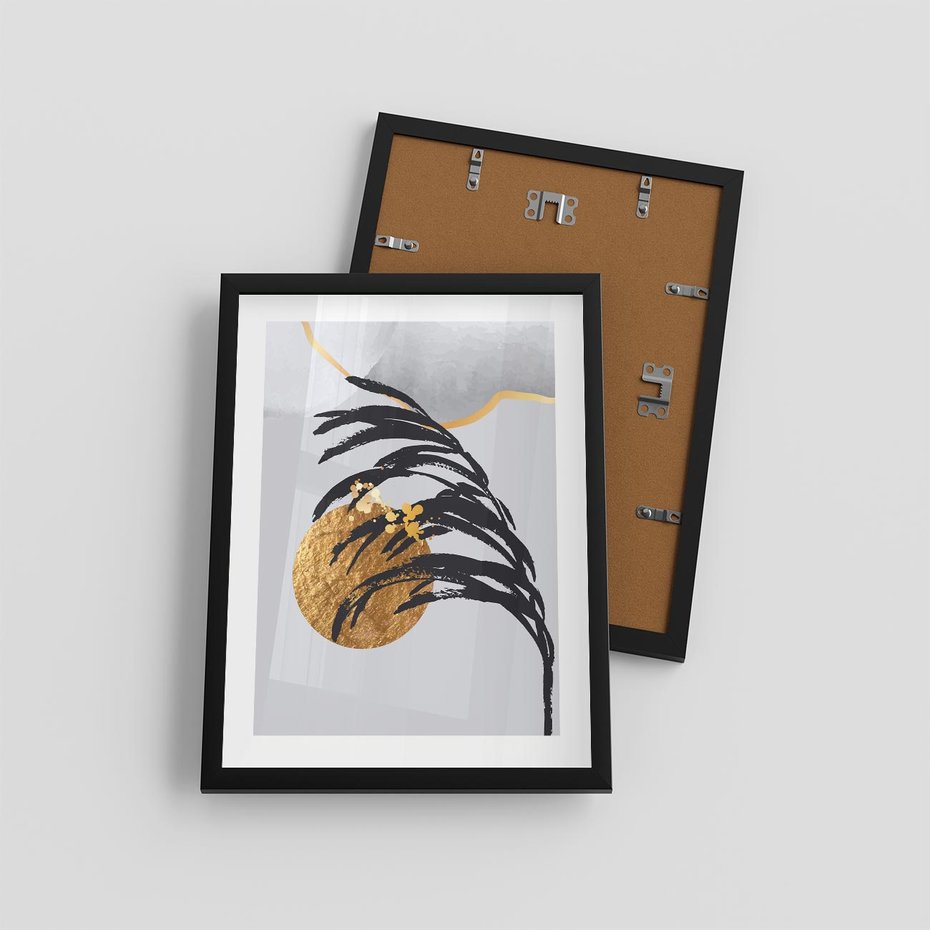 Plakat w ramie 30x40 - Palma w Szkicu - nowoczesna grafika, palma - rama czarna